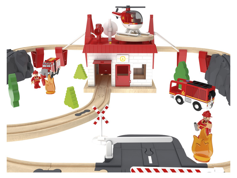 Gehe zu Vollbildansicht: Playtive Eisenbahn-Set Feuerwehr / Countryside, aus Buchenholz - Bild 5