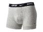 Graue Herren-Boxershorts mit schwarzem Bund, weißem Text und einem weißen Swoosh.