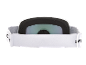 Weiße Skibrille mit verspiegelter Scheibe und schwarzem Schaumstoffrand.