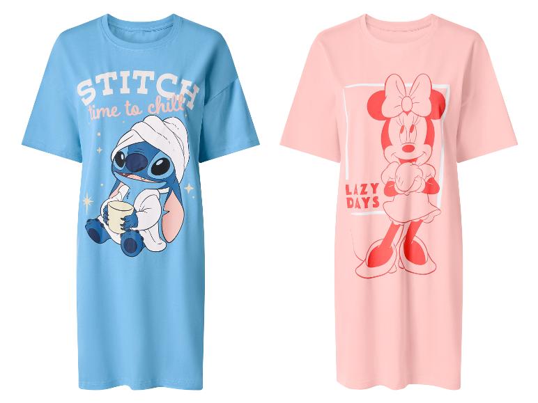 Zwei Nachthemden: ein blaues mit Stitch und ein rosa mit Minnie Maus.