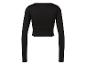 Schwarzes Langarm-Crop-Top für Damen, Rückansicht