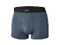 Blaue Herren-Boxershorts mit schwarzem Gummibund.