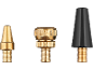 Set Fahrradpumpenadapter, inklusive Messing- und Gummidüsen.