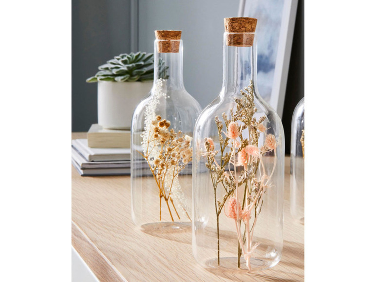 Gehe zu Vollbildansicht: Pureday Deko-Objekt Flaschen-Set / Glasglocke, mit Trockenblumen - Bild 5