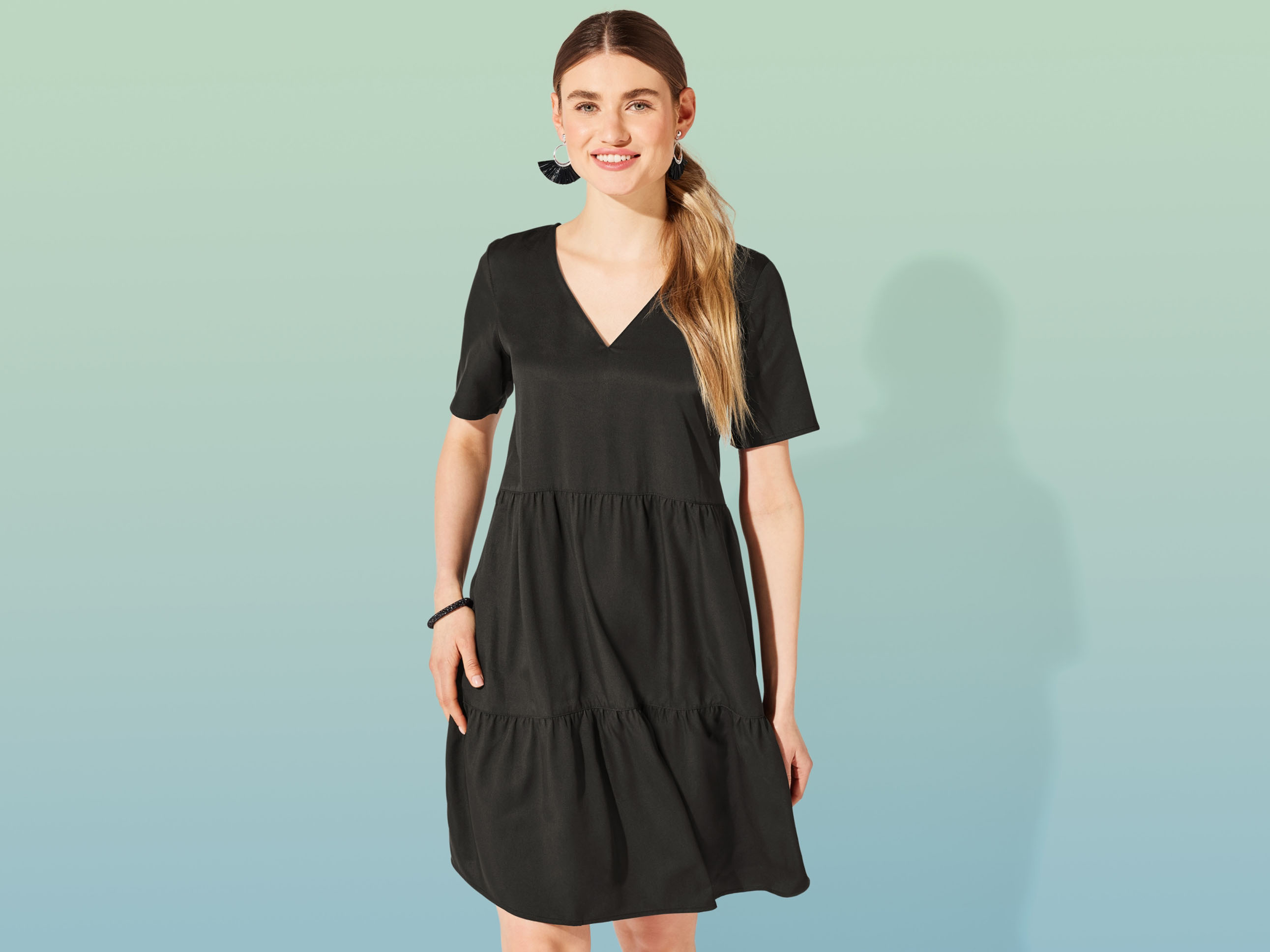 ESMARA® Damen Kleid kurz (Schwarz, 34) – Bild 2 von 4