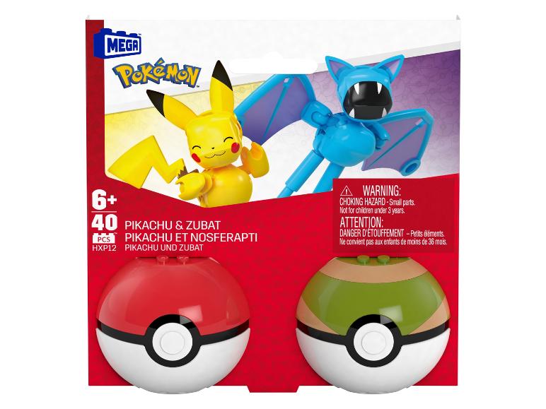 Mega Construx Pokémon Bauset mit Pikachu und Zubat, inklusive Pokéball.