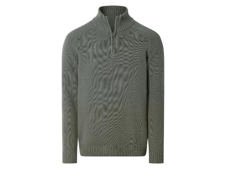 Herren-Pullover mit Reißverschluss in Olivgrün.