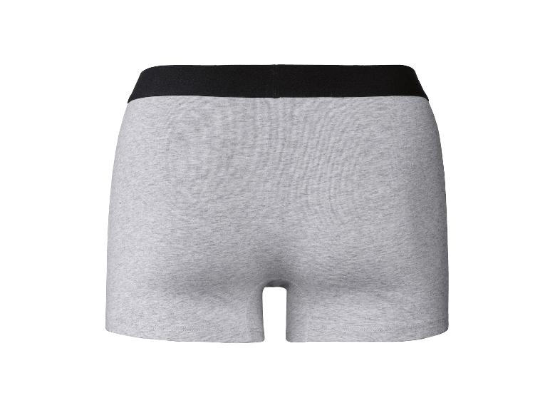 Graue Herren-Boxershorts mit schwarzem Bund, Rückansicht.