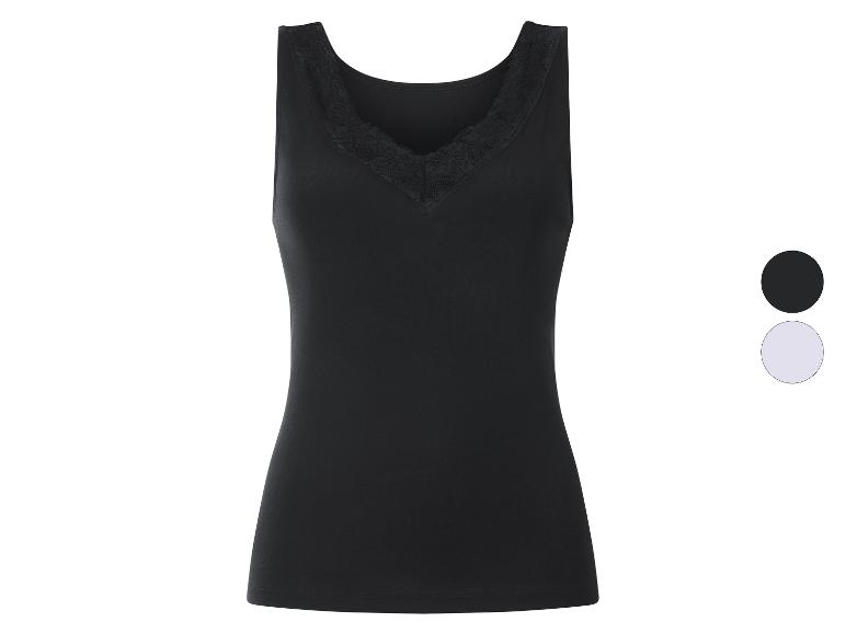 Schwarzes Damen-Top mit Spitzen-V-Ausschnitt