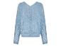 Hellblauer, durchbrochener Strickpullover.