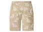Beige Leinen-Shorts mit weißem Palmenblattmuster und elastischem Bund