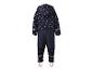Dunkelblauer Kinderoverall mit rosa Herzen und reflektierenden Streifen.