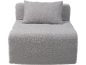 Graues Modulsofa mit Kissen, aus strukturiertem Stoff.