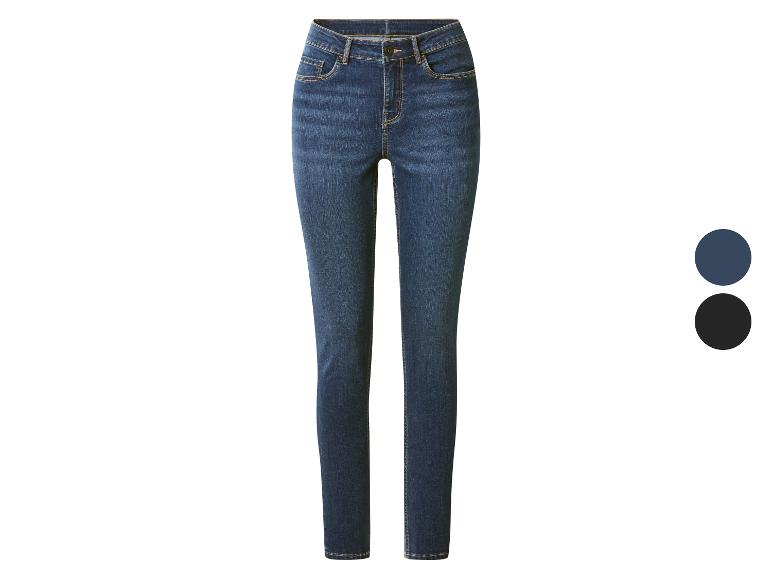 Blaue Damenjeans mit zwei Farboptionen: Dunkelblau und Schwarz.
