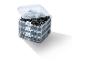 Transparenter, stapelbarer Organizer mit schwarzen Auto-Clips.