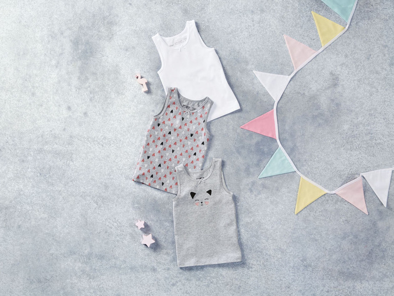 Gehe zu Vollbildansicht: lupilu® Kleinkinder Mädchen Unterhemd, 3 Stück, mit hohem Baumwollanteil - Bild 6