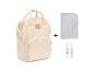 Pfirsichfarbener Wickelrucksack mit Wickelunterlage und Kinderwagenhaken.
