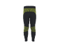 Schwarze Sportleggings mit gelb-grünen Streifen und Netzeinsätzen.