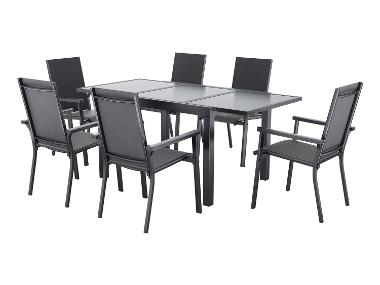 LIVARNO® Alu-Set »Houston«, 7-teilig - Ausziehtisch & 6 Stapelsessel, anthrazit