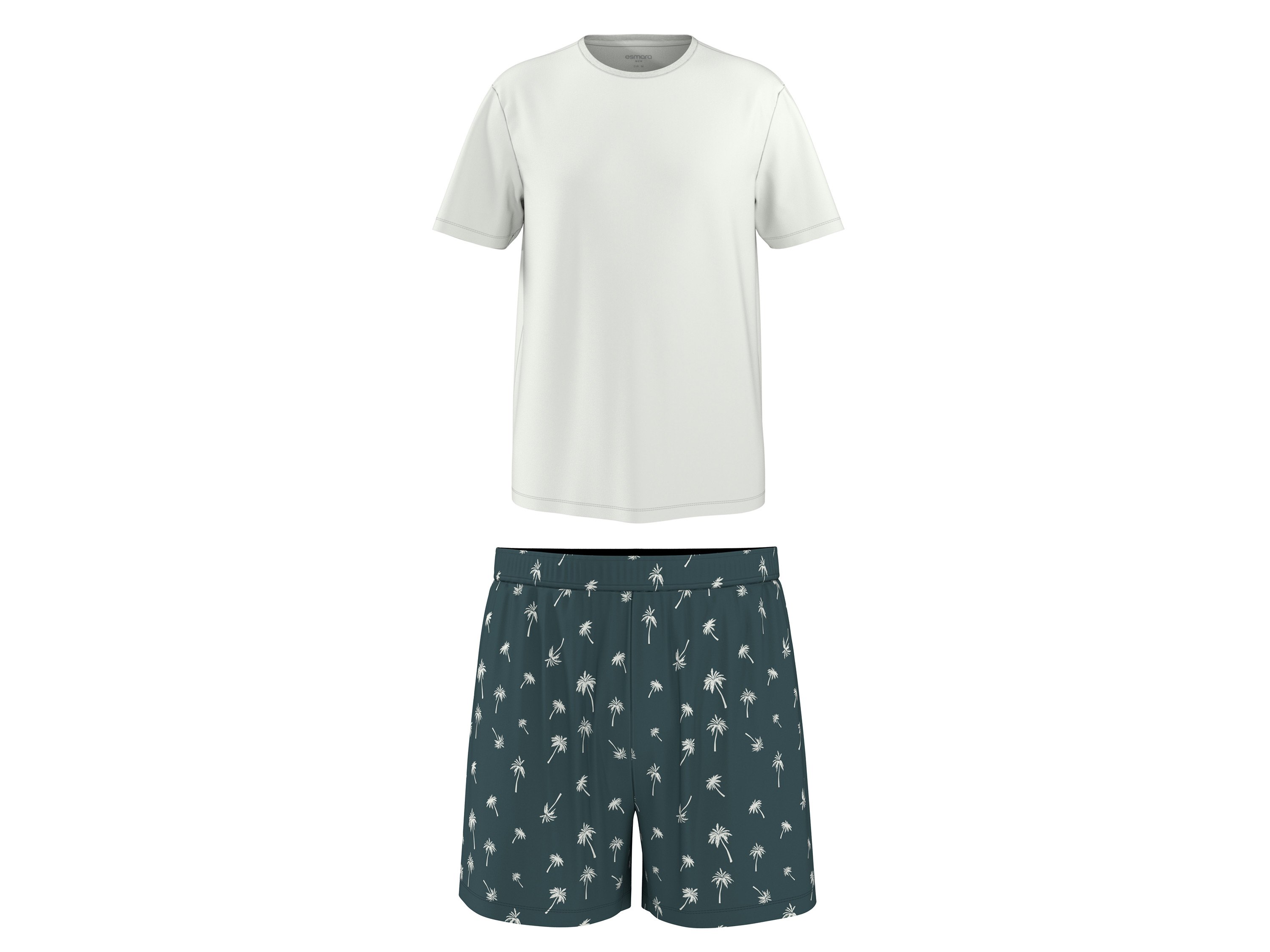 ESMARA MEN Herren Pyjama (Weiß/Grün, M(48/50))