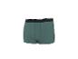 Dunkelgrüne Boxershorts mit schwarzem Gummibund und weißem Streifen.