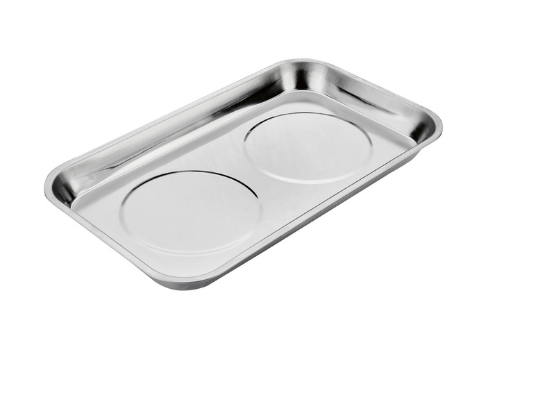 Eine Metallschale mit zwei magnetischen Kreisen.