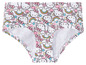 Weiße Hello Kitty Unterhose mit Regenbogen und Sternen.