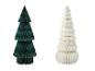 LIVARNO® Wabenpapier Weihnachtsbaum: Zwei faltbare Papier-Weihnachtsbäume, ein grüner und ein weißer.