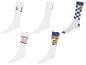 Sortiment weißer Socken mit Mustern: Karomuster, Lidl-Logo und stilisierte Schriftzüge.