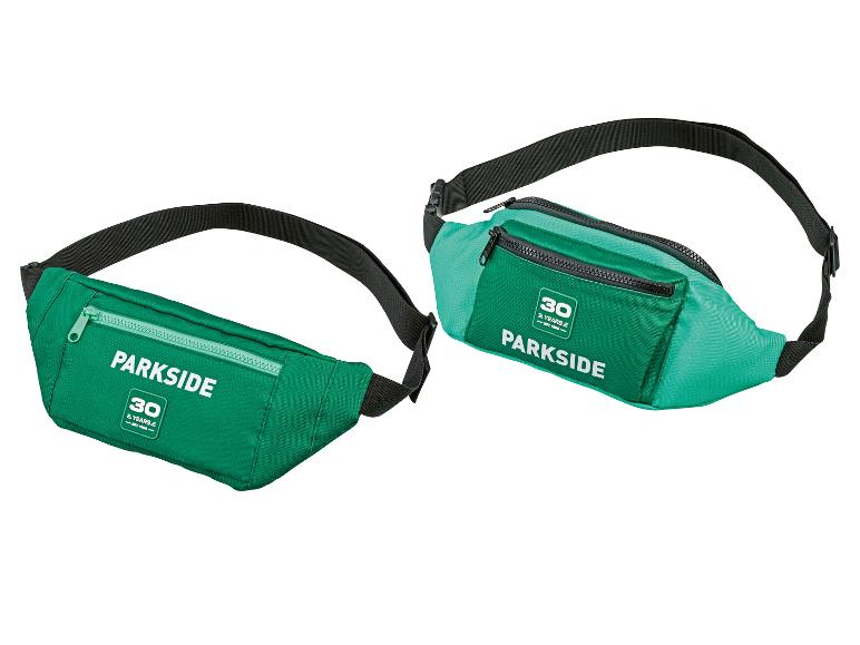 Zwei grüne Gürteltaschen mit dem Text „30 YEARS EST. 1996“ und „PARKSIDE“.