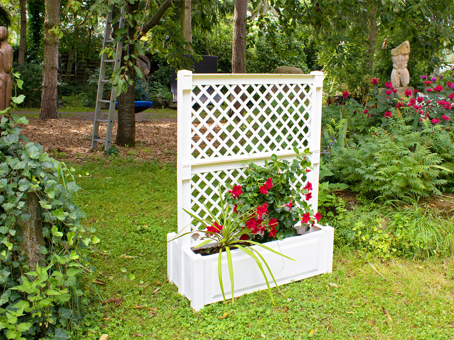 KHW Pflanzkasten groß mit Spalier zentral 100 cm (Weiß) | 04013351471012