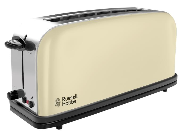 Ein cremefarbener Toaster von Russell Hobbs.