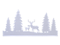 Dekorative hölzerne Weihnachtssilhouette mit Hirschen und Tannen.