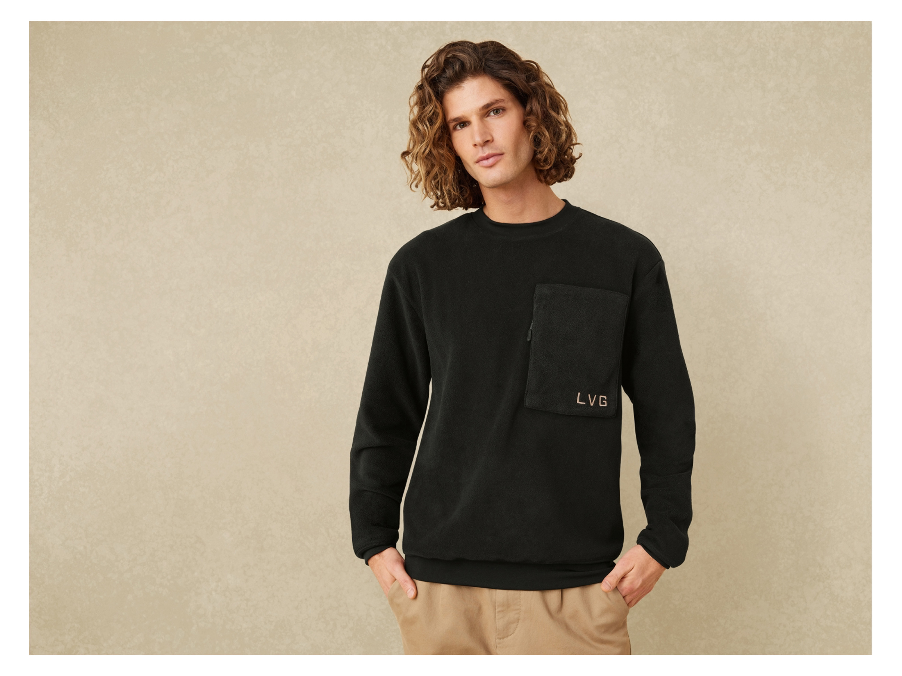 LIVERGY® Herren Sweatshirt Fleece (Schwarz, L(52/54)) – Bild 2 von 4