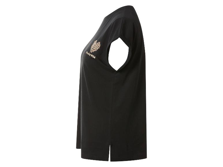 Schwarzes T-Shirt mit Leopardenherz und „Pretty Wild“-Schriftzug auf der Brust