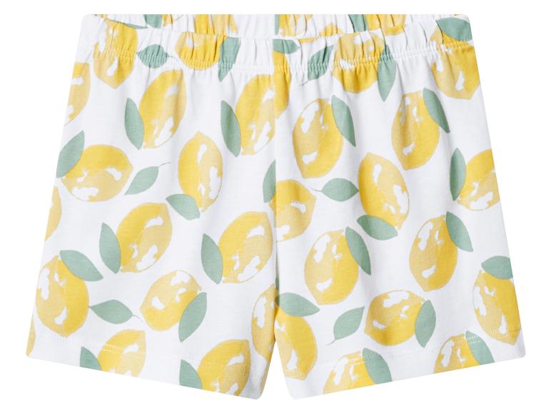 Weiße Shorts mit Zitronen- und Blättermuster