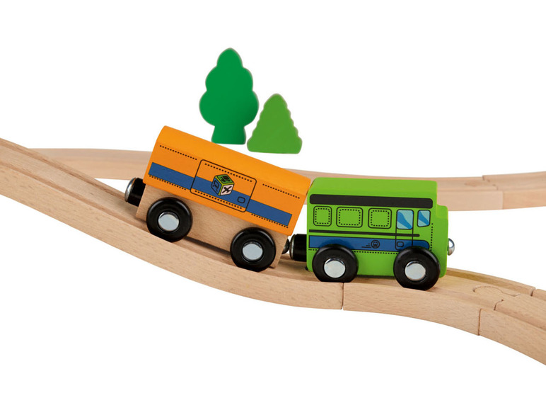 Gehe zu Vollbildansicht: Playtive Holz-Eisenbahn-Sets, 57-teilig, Echtholz - Bild 19
