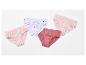 Vier Damenunterhosen: zwei hellrosa, eine weiße mit Herzen und eine dunkelrosa