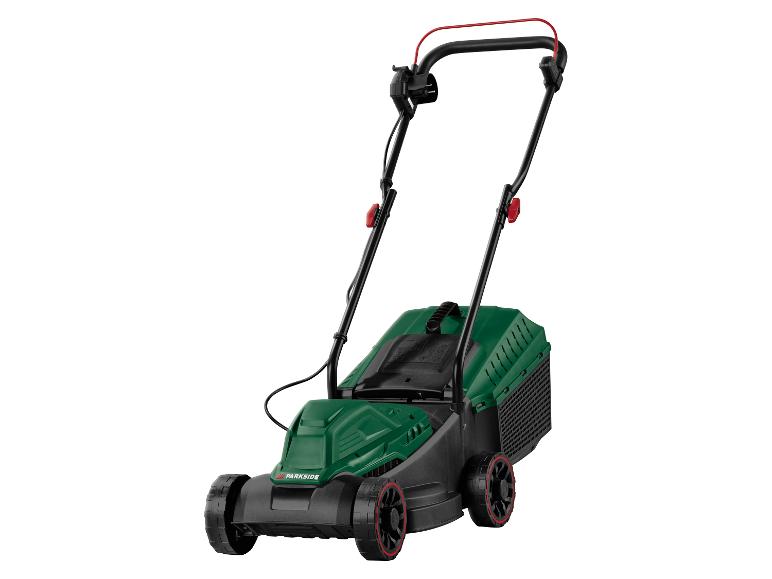 PARKSIDE Elektro-Rasenmäher in Grün und Schwarz mit roten Akzenten