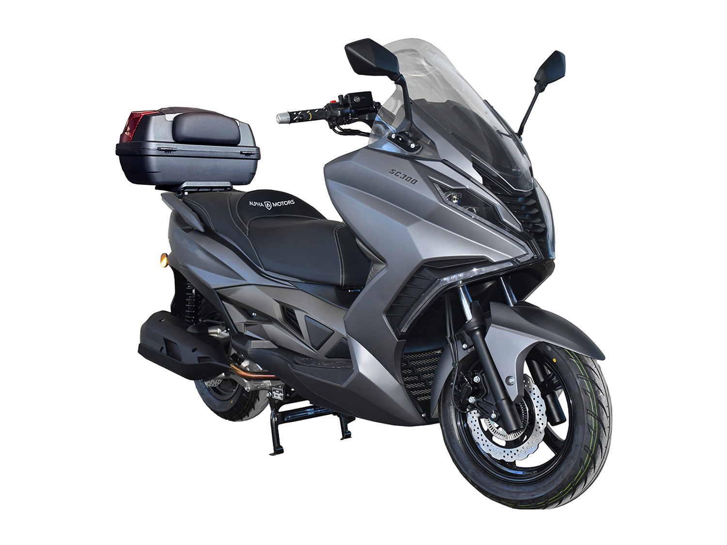 Alpha Motors Motorroller Sport Cruiser 300 276 ccm 125 km/h EURO 5 grau (grau2)““ | Helmhaken, Windschil Leistung PS: 17,5 kW / 23,79 P Gewicht: 184 kg Farbe: grau““