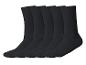 Fünf Paar schwarze Baumwollsocken mit verstärkter Spitze und Ferse.