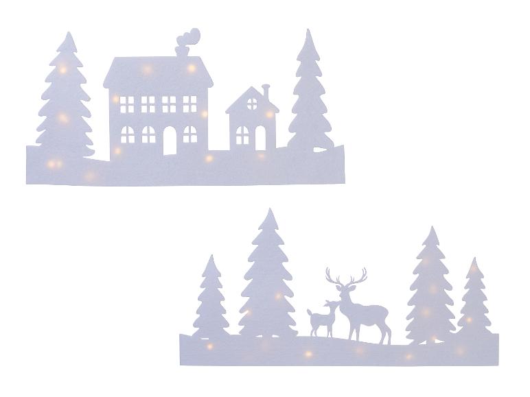 LIVARNO home Filz-Weihnachtsdekorationen mit LED-Beleuchtung.