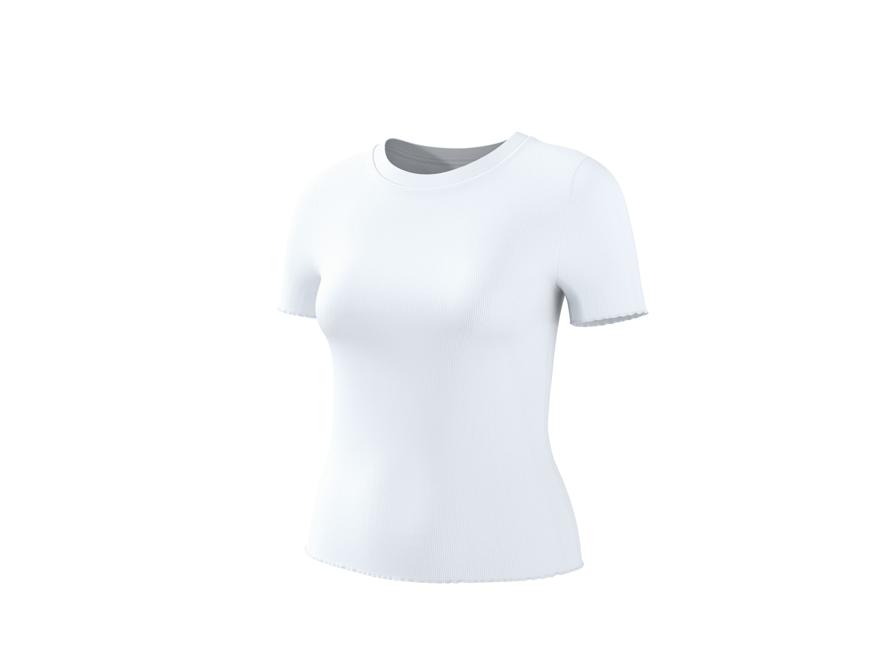 ESMARA® Damen T-Shirt Rippe (Weiß, L(44/46))""