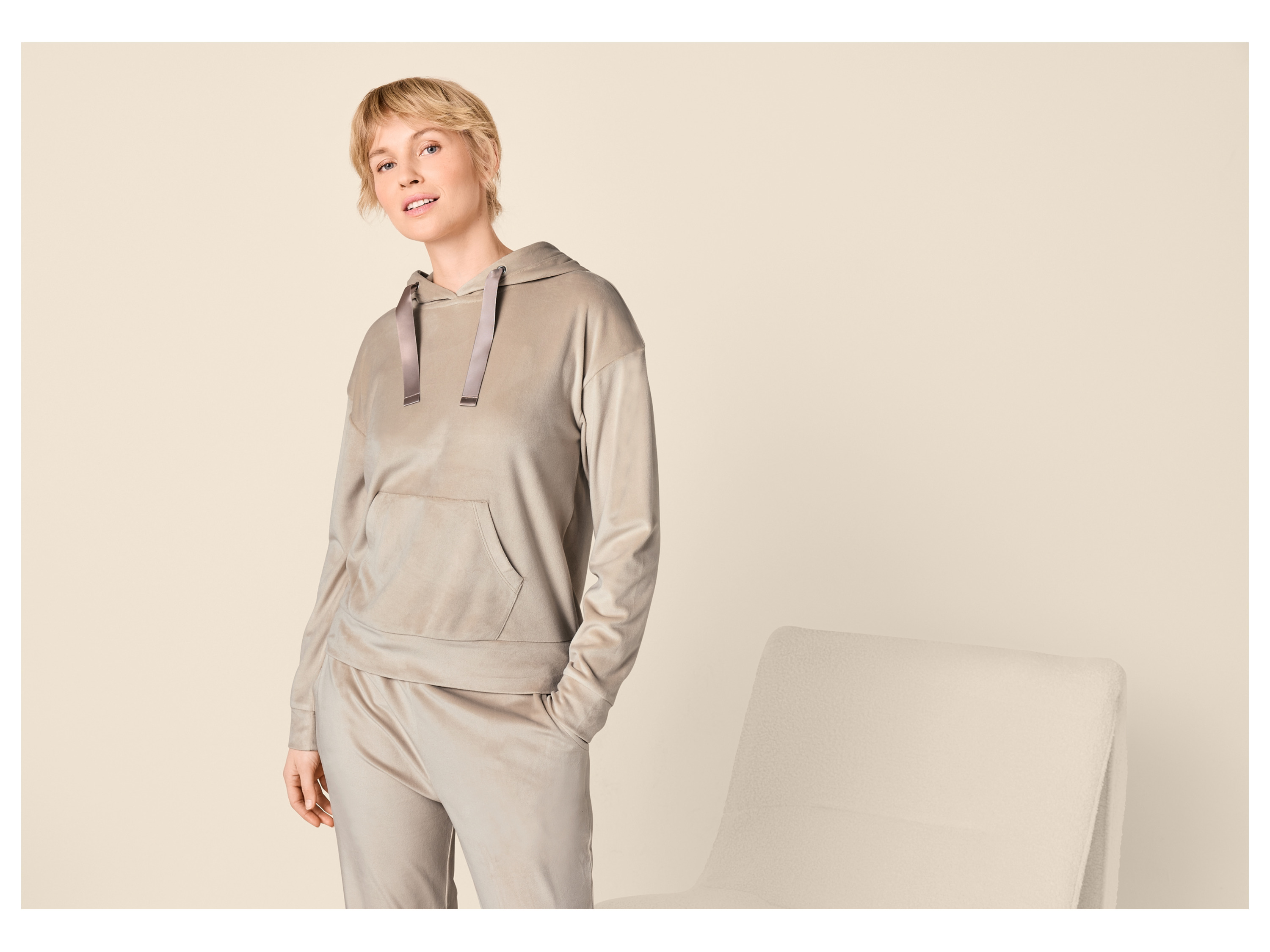 ESMARA® Damen Nicki-Hoodie (Beige, L(44/46)) – Bild 2 von 3