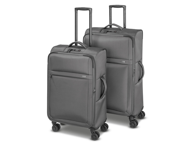 Zwei graue Koffer mit Rollen