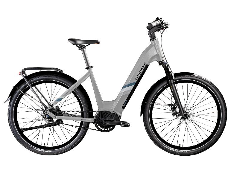Ein graues Zündapp E-Bike mit Kenda Khan Reifen.