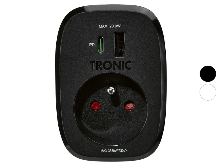 Gehe zu Vollbildansicht: TRONIC® Steckdosenadapter »TSPD20«, USB-A + USB-C, max. 20 W - Bild 1