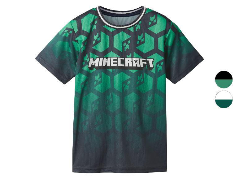 Minecraft-Shirt für Jungen in Grün- und Dunkelgrautönen.