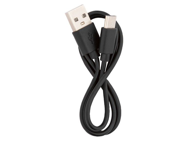 Ein schwarzes USB-Kabel mit Micro-USB-Stecker.