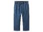 Blaue Jeanshose mit elastischem Bund und Schleife vorne.